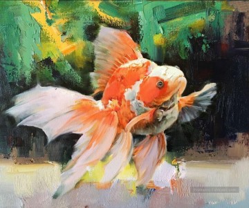 Goldfish en vert 389 texturé Peinture à l'huile